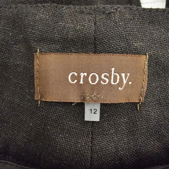 Crosby Black Wide Leg Pleated Linen and Viscose Pants Women's Size 12 NWOT - Picture 6 of 10